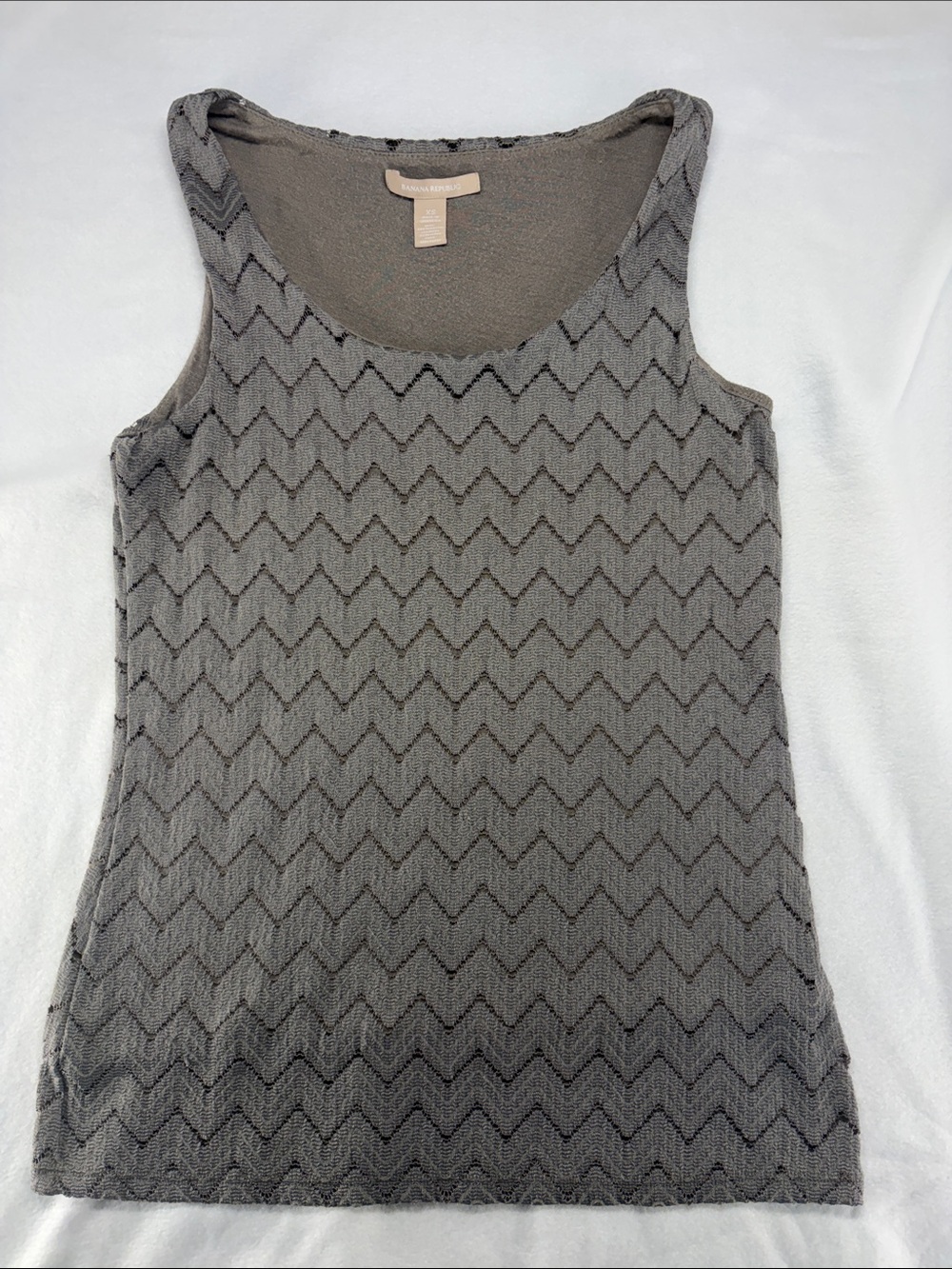Banana Republic Chevron Lace Knit Tank XS Green